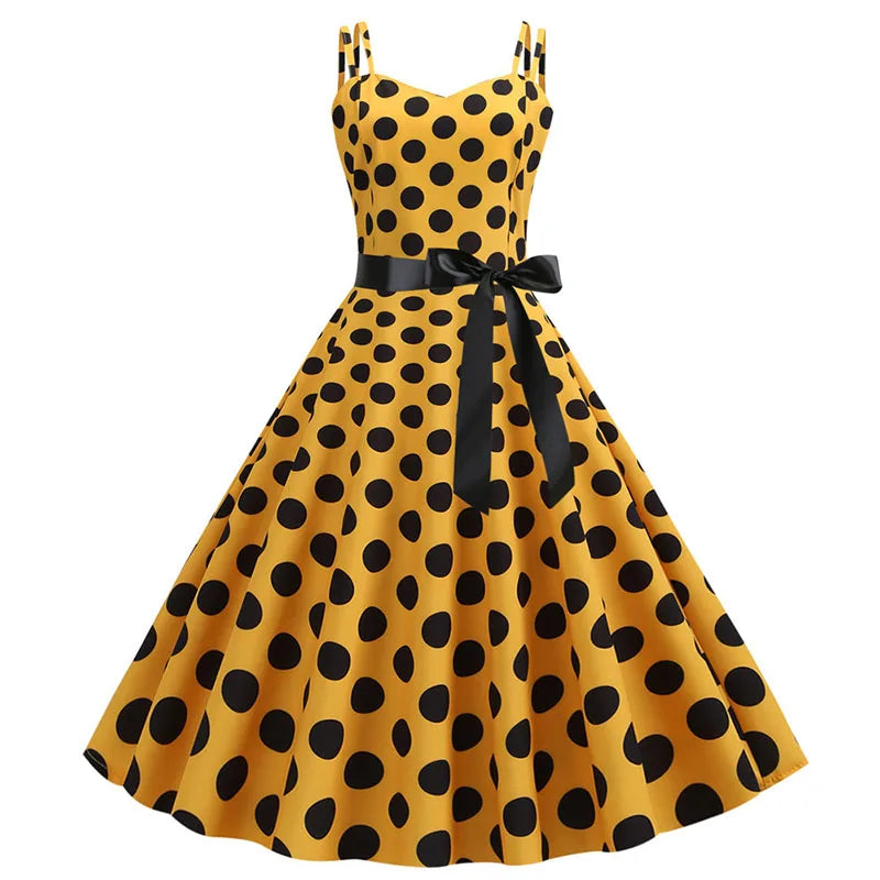 Robe Vintage Femme Années 50-60 À Pois — Style Rétro Soiree & Casual