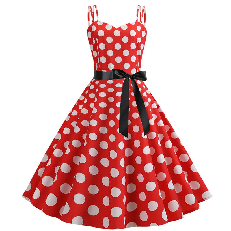 Robe Vintage Femme Années 50-60 À Pois — Style Rétro Soiree & Casual