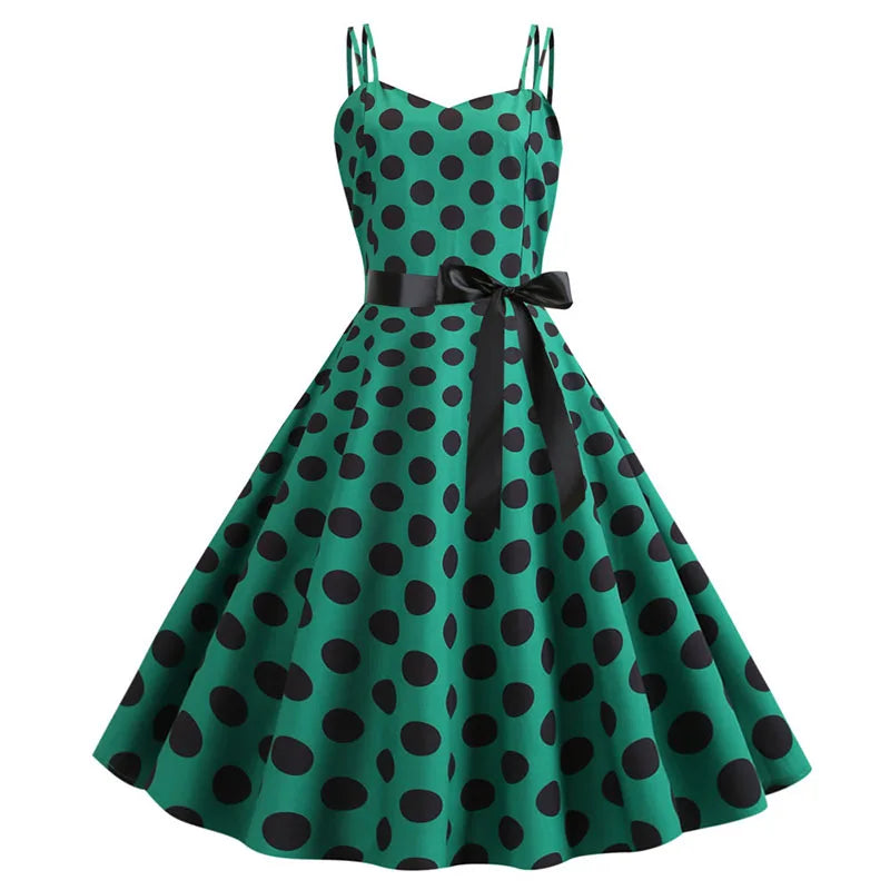 Robe Vintage Femme Années 50-60 À Pois — Style Rétro Soiree & Casual