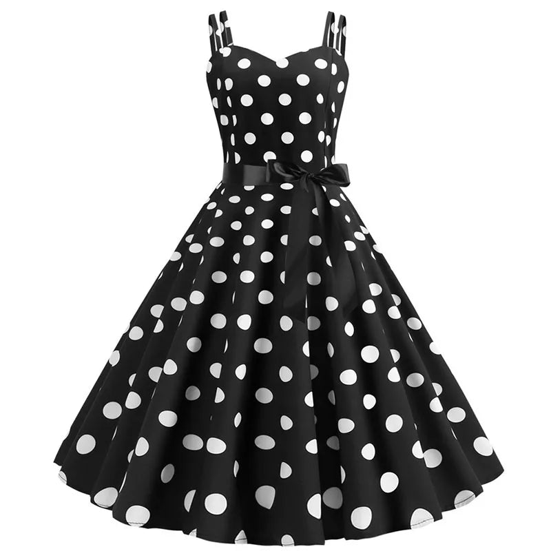 Robe Vintage Femme Années 50-60 À Pois — Style Rétro Soiree & Casual