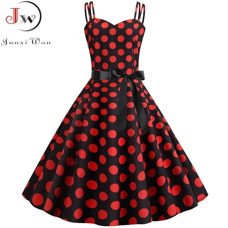 Robe Vintage Femme Années 50-60 À Pois — Style Rétro Soiree & Casual