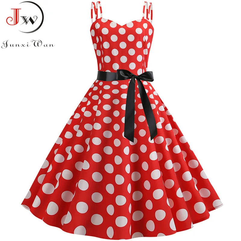 Robe Vintage Femme Années 50-60 À Pois — Style Rétro Soiree & Casual