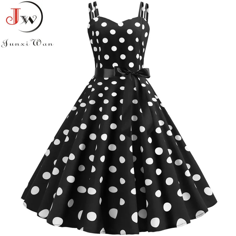 Robe Vintage Femme Années 50-60 À Pois — Style Rétro Soiree & Casual