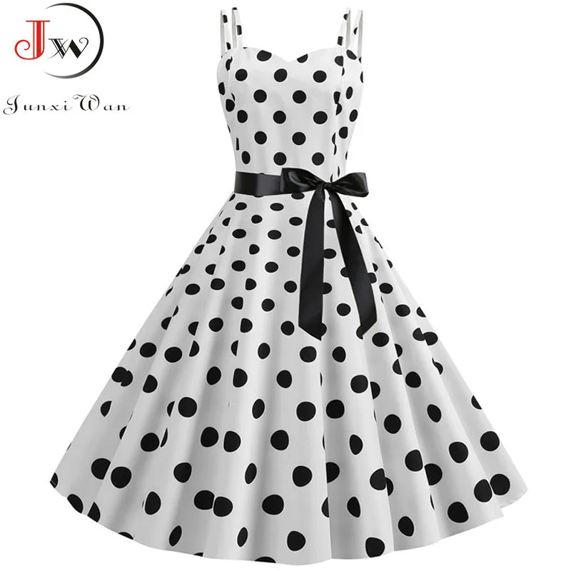 Robe Vintage Femme Années 50-60 À Pois — Style Rétro Soiree & Casual