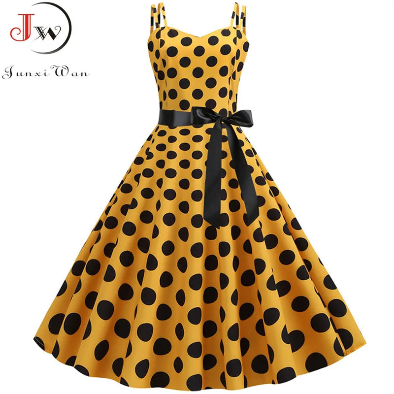 Robe Vintage Femme Années 50-60 À Pois — Style Rétro Soiree & Casual