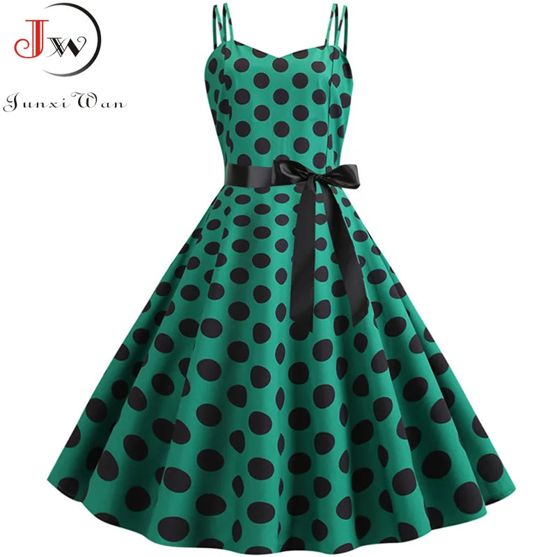 Robe Vintage Femme Années 50-60 À Pois — Style Rétro Soiree & Casual