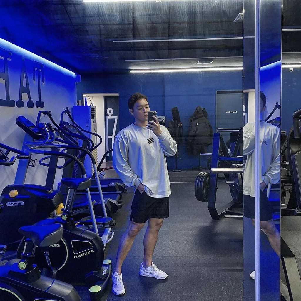 Men Long Sleeve Shirts Loose Oversize T Shirt for Men Autumn Workout Fitness Gym Hip Hop Clothing Men