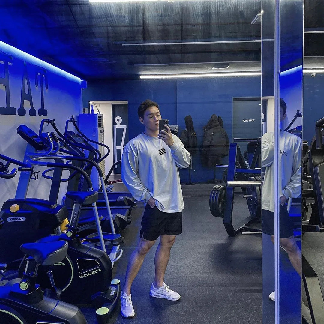 Men Long Sleeve Shirts Loose Oversize T Shirt for Men Autumn Workout Fitness Gym Hip Hop Clothing Men