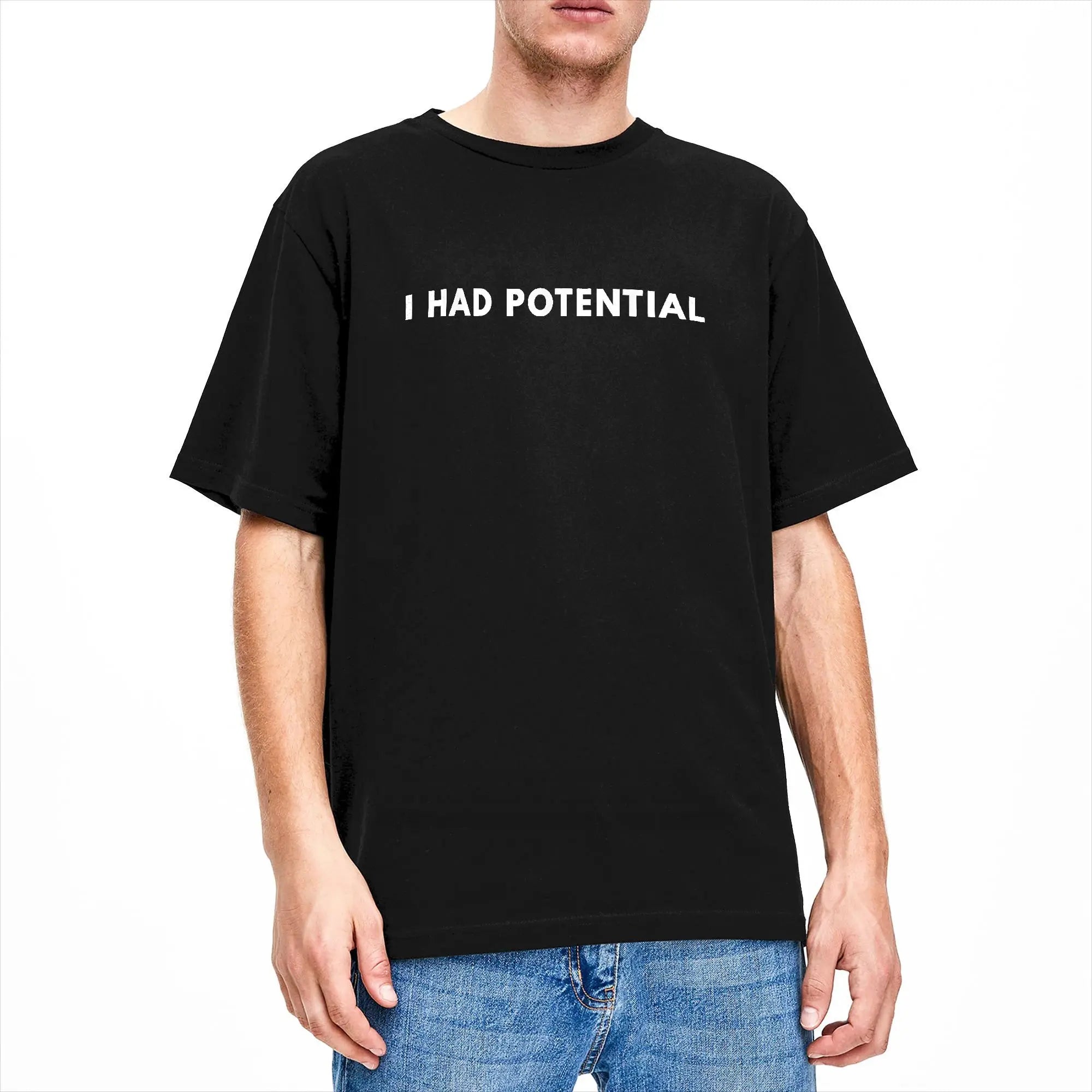 Oversized T Shirt I Had Potential Cotton T Shirts  Hip Hop Tee Shirt for Male Beach Y2K Funny Pattern Short Sleeve Clothing,