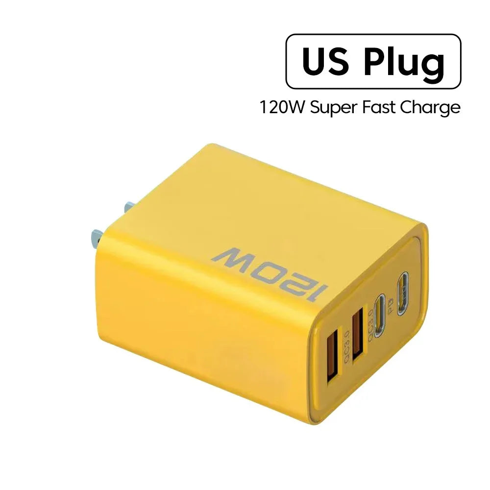 Chargeur Mural 120W USB-C Charge Rapide pour iPhone 16 15 Xiaomi Huawei Redmi OnePlus