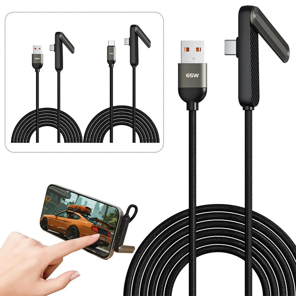 Câble 240W 2-en-1 Support Pliable pour iPhone 15-17 et Android — USB-C vers USB-C