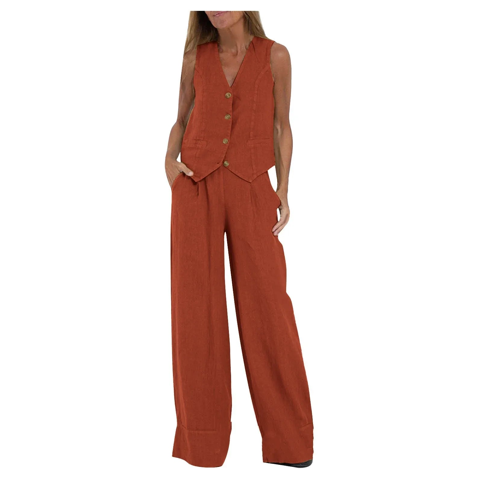 Ensemble Femme Sans Manches & Pantalon — Tenue Casual Elégante Printemps/Été 2024