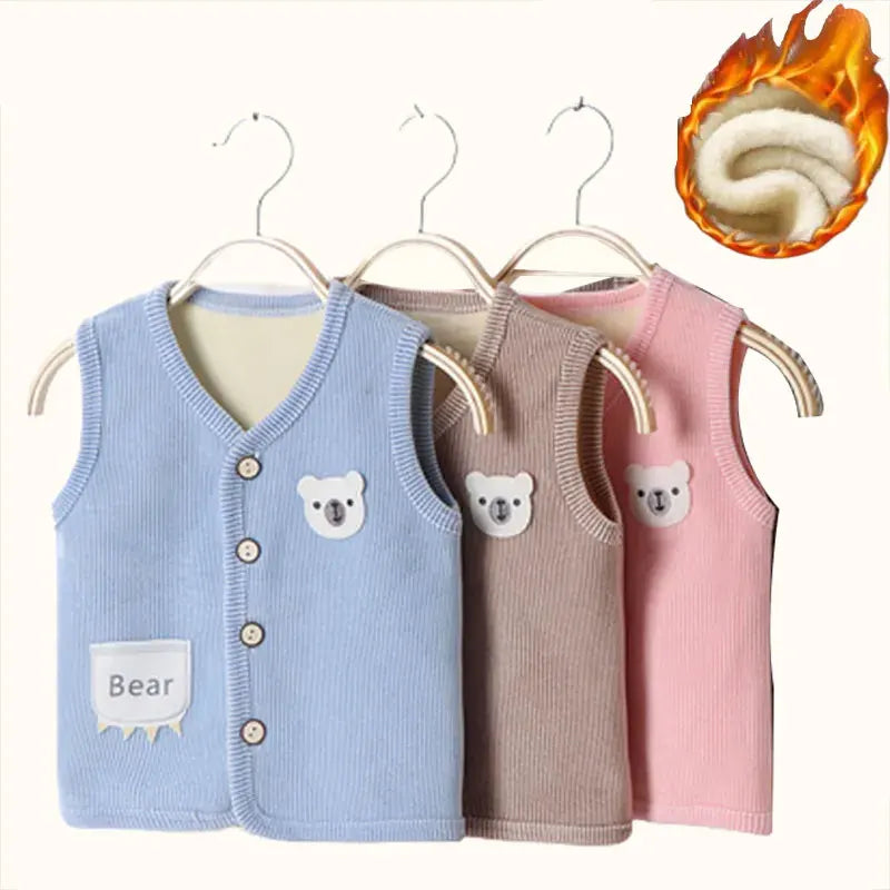Gilet Enfant Velours Chaud — Veste Sans Manches Garçon & Fille