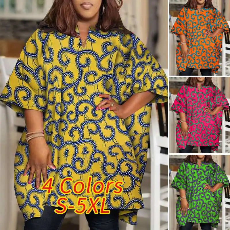 Plus Size VONDA Women Blouses 2024 Elegant Half Sleeve Printed Shirts Bohemian V Neck Tops Fashion Casual Loose Blusas Oversized
