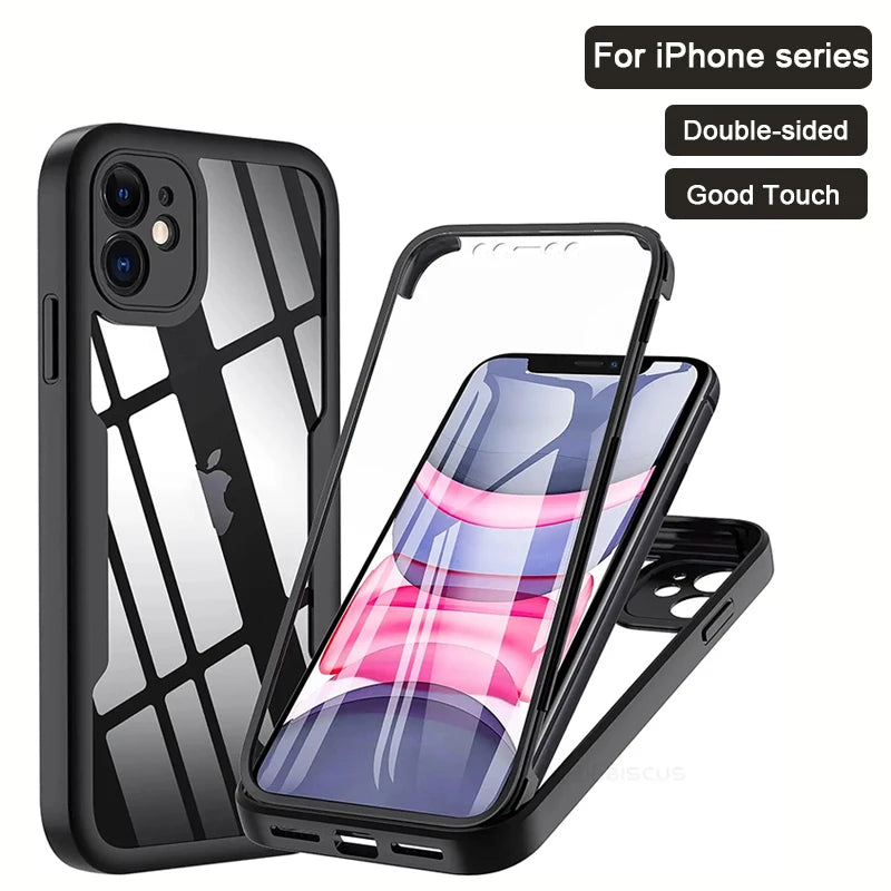 Coque 360° robuste iPhone – Transparente avec protection d'écran intégrée, tous modèles