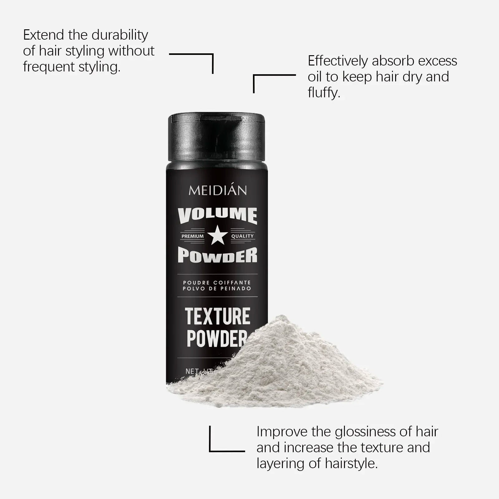 Poudre coiffante volumisante – Tenue longue durée, contrôle du gras, homme & femme