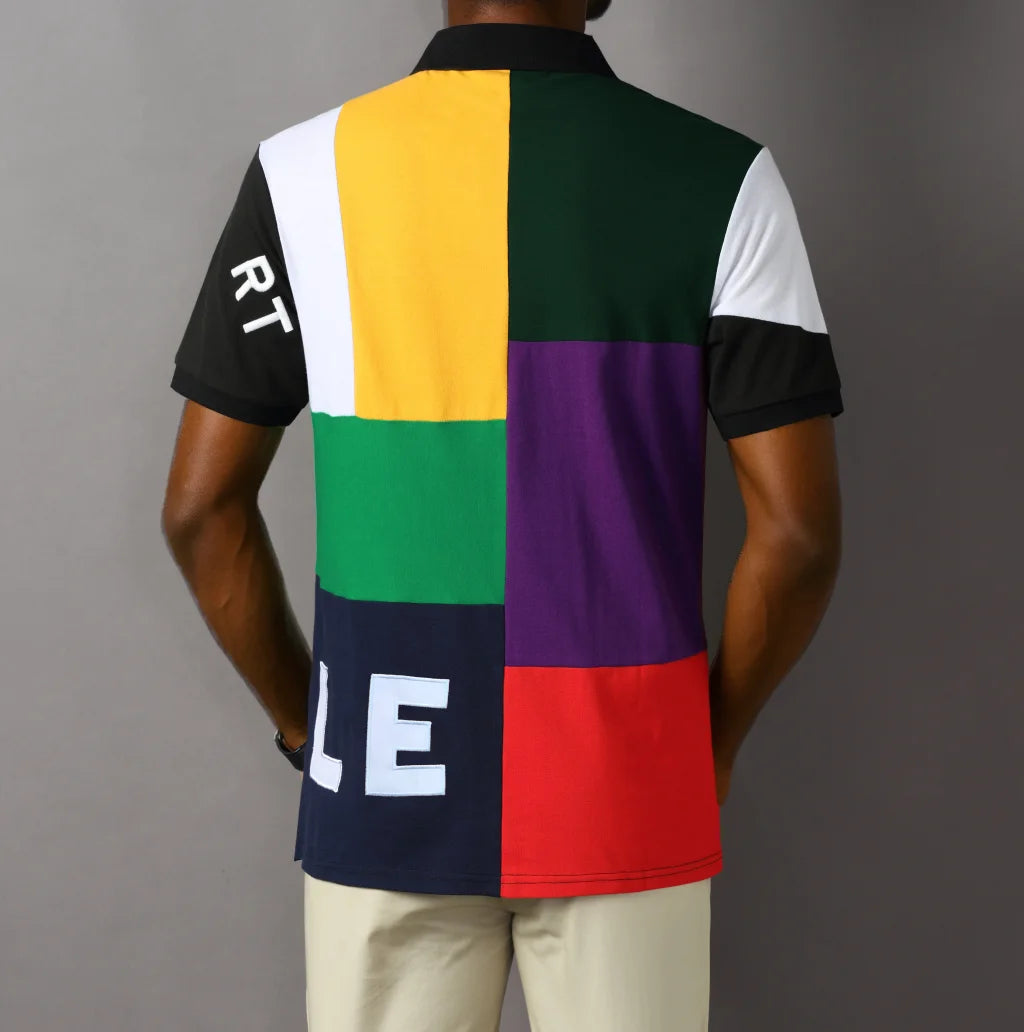 Oversized New Men's Polo T Shirt US Size 7XL Short Sleeve Classic Plaid Three Buttons Collar TShirt (Available in Big & Tall)