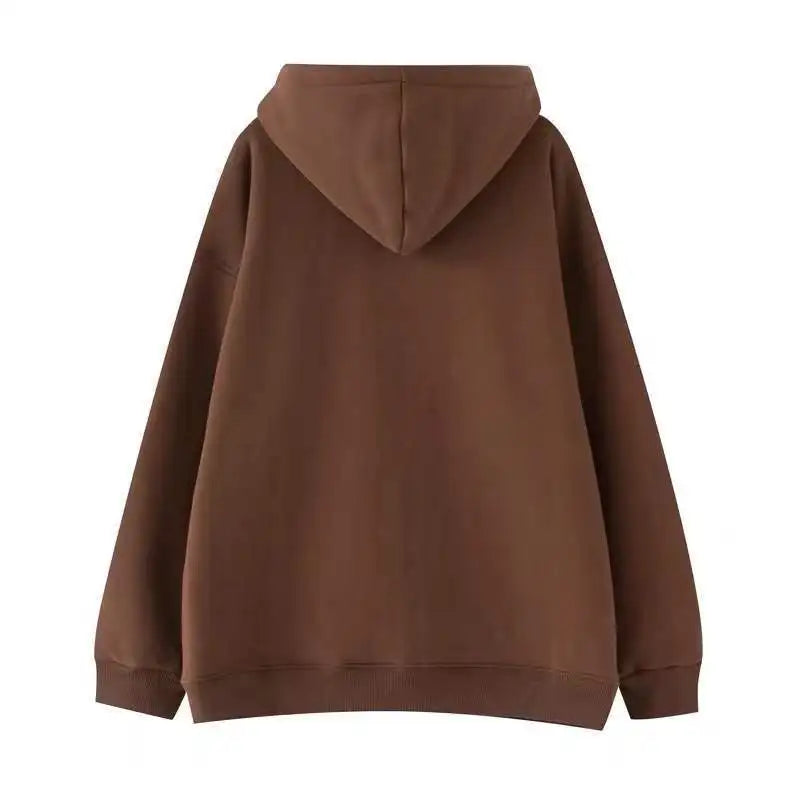 Oversized Hoodie Women Men  Thick Fleece Zip Up Sweatshirt Unisex Plain Color Loose Fit Casual Pullover M-5XL Cotton Loungewear
