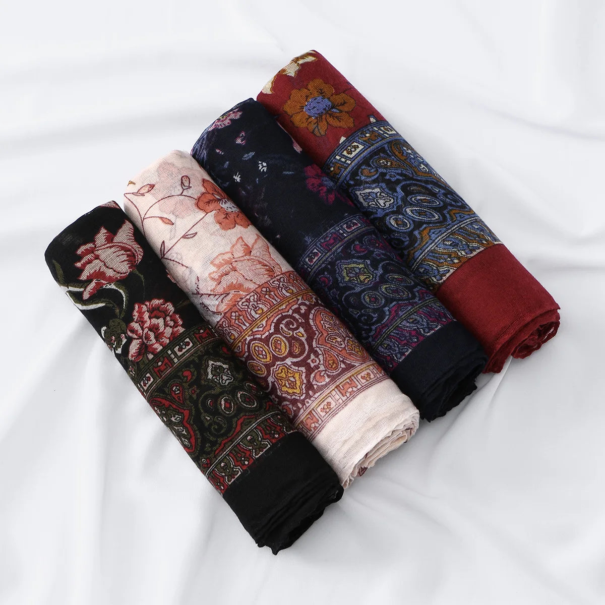 Foulard Hijab Femme — Écharpe Voile Viscose Coton Doux Turban Long