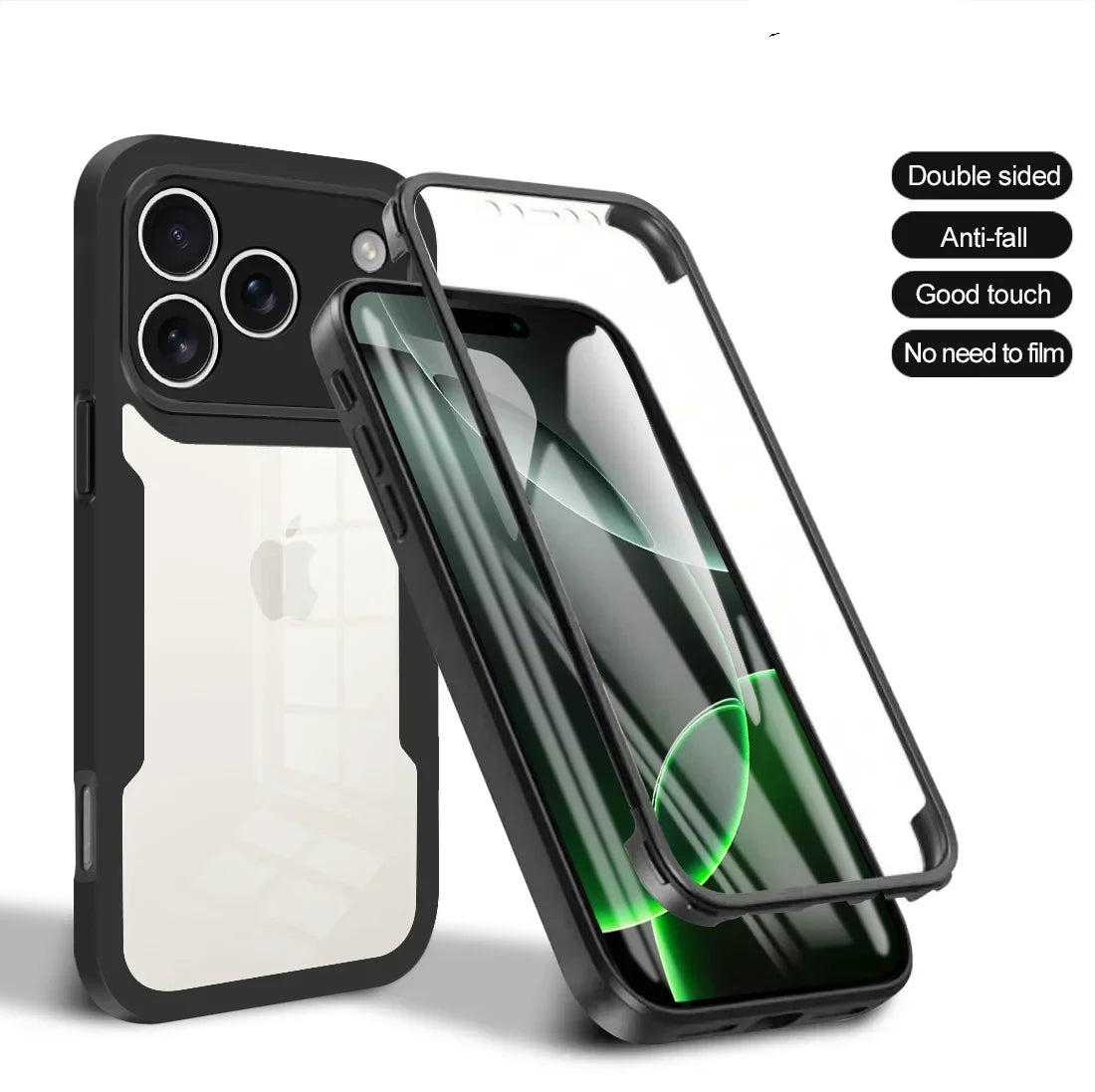 Coque 360° transparente iPhone Pro Max – Protection complète souple avant/arrière