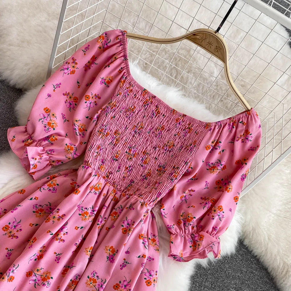 Robe Longue Bohémienne À Volants — Imprimé Floral Maxi Bustier Été