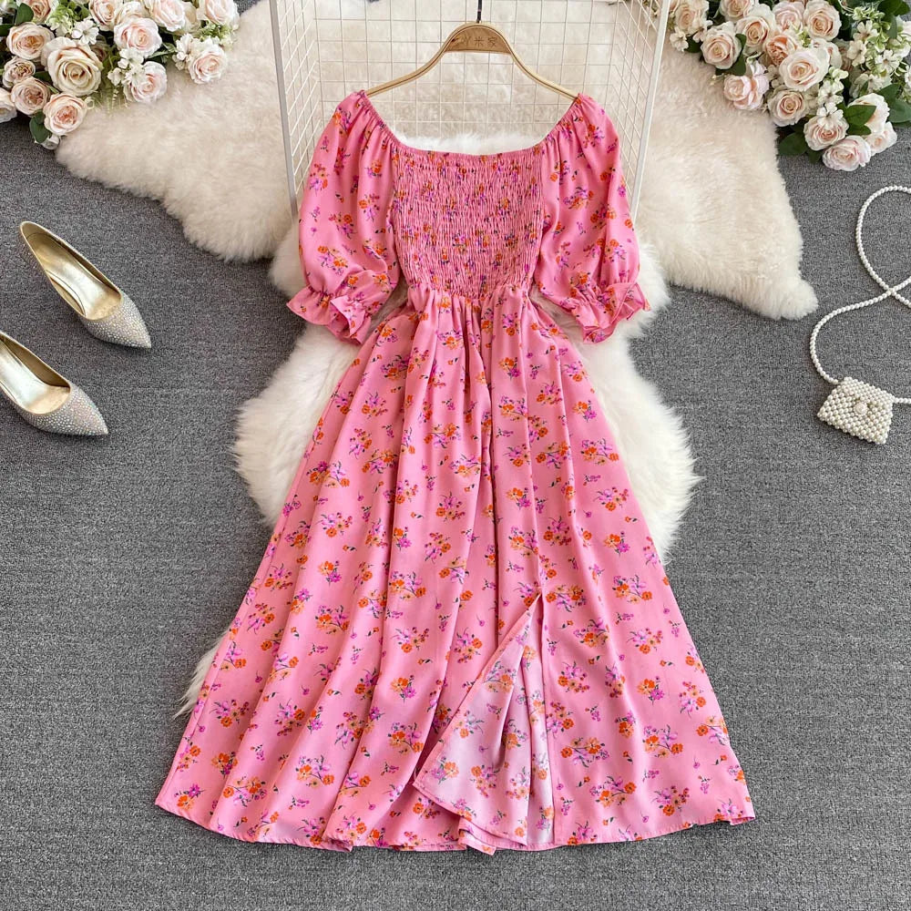 Robe Longue Bohémienne À Volants — Imprimé Floral Maxi Bustier Été