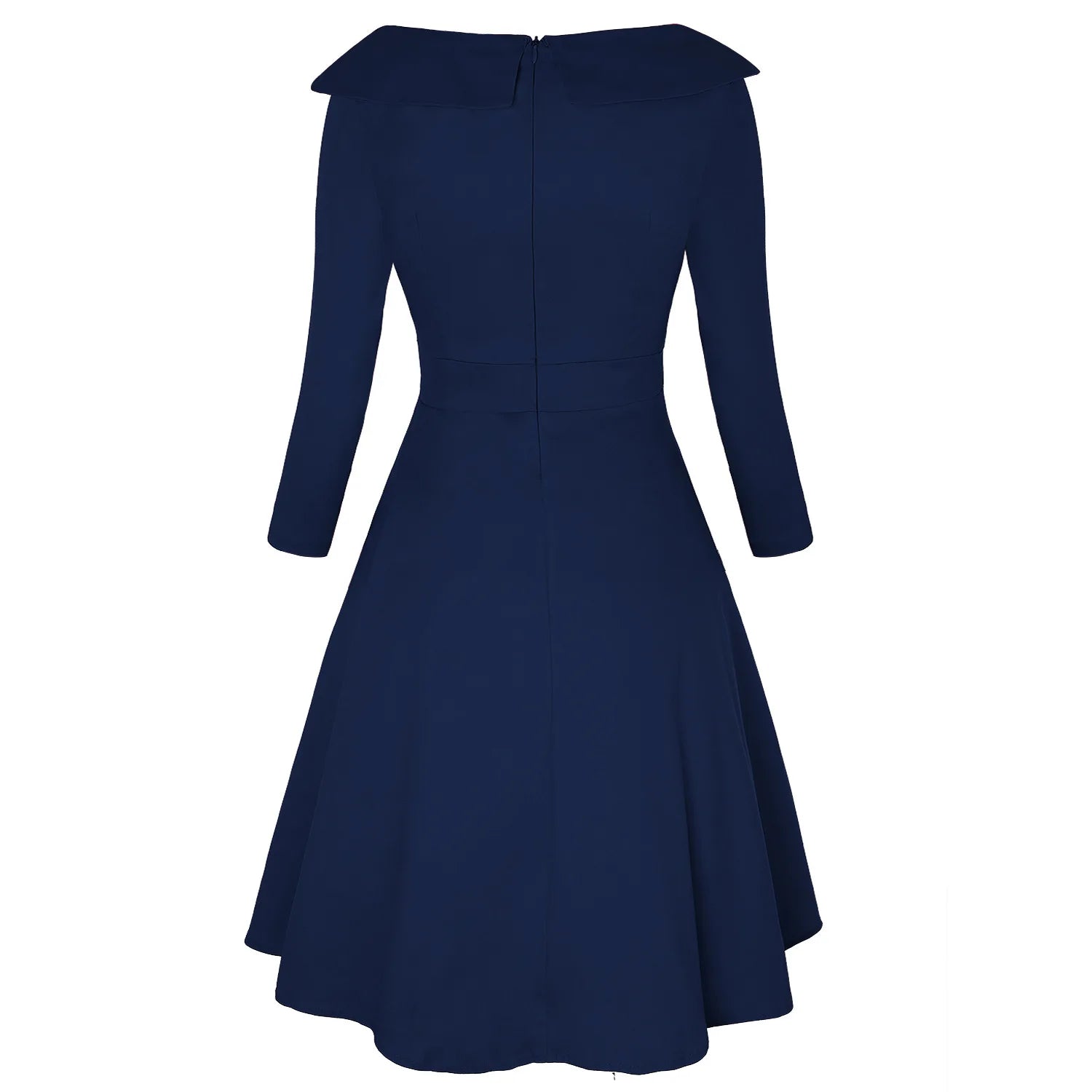 Robe Vintage Rockabilly À Pois — Taille Haute Manches Longues Swing
