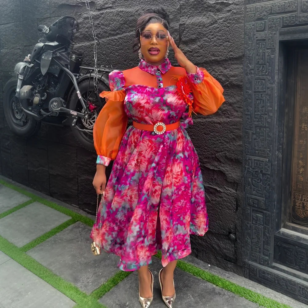 Robe Africaine Longue Femme — Imprimée Grande Taille Soirée Mariage