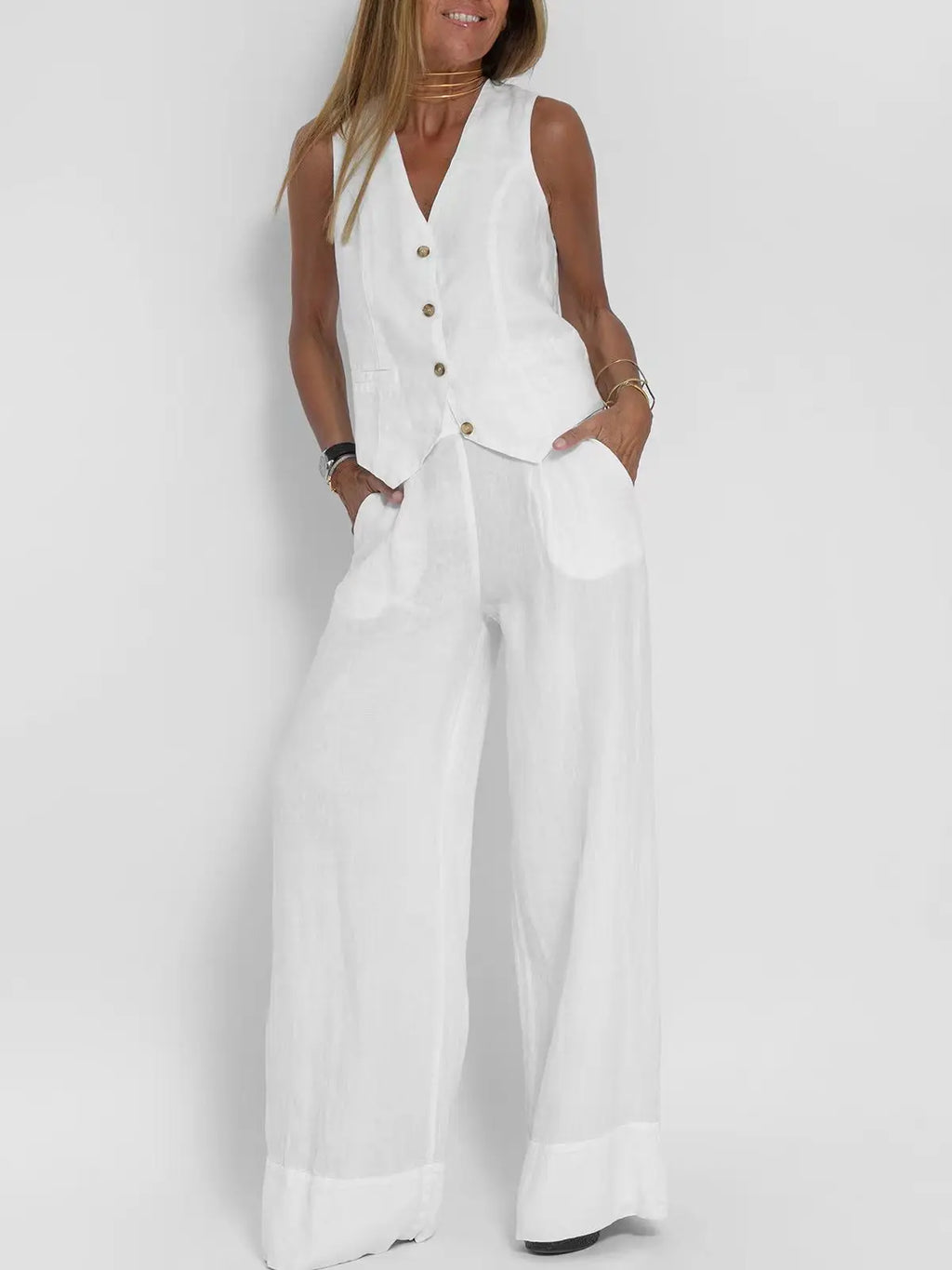 Ensemble Femme Sans Manches & Pantalon — Tenue Casual Elégante Printemps/Été 2024