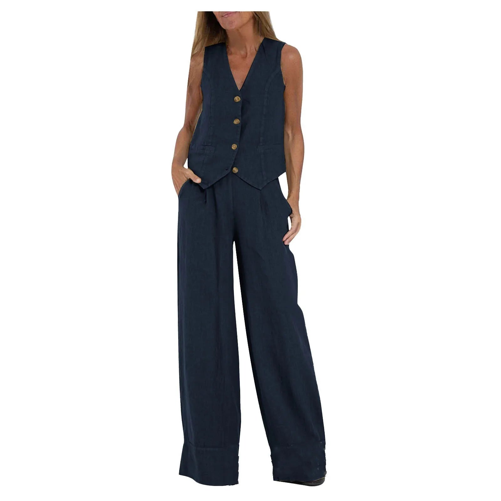 Ensemble Femme Sans Manches & Pantalon — Tenue Casual Elégante Printemps/Été 2024