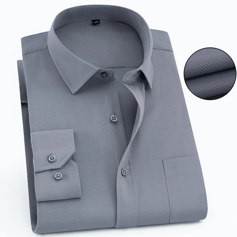 Oversized Shirt 9XL 47 48 Mens Striped Business Casual Long Sleeved Classic Formal Male Social Dress Button Up Shirts Slim Fit