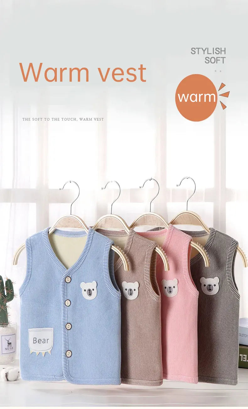 Gilet Enfant Velours Chaud — Veste Sans Manches Garçon & Fille