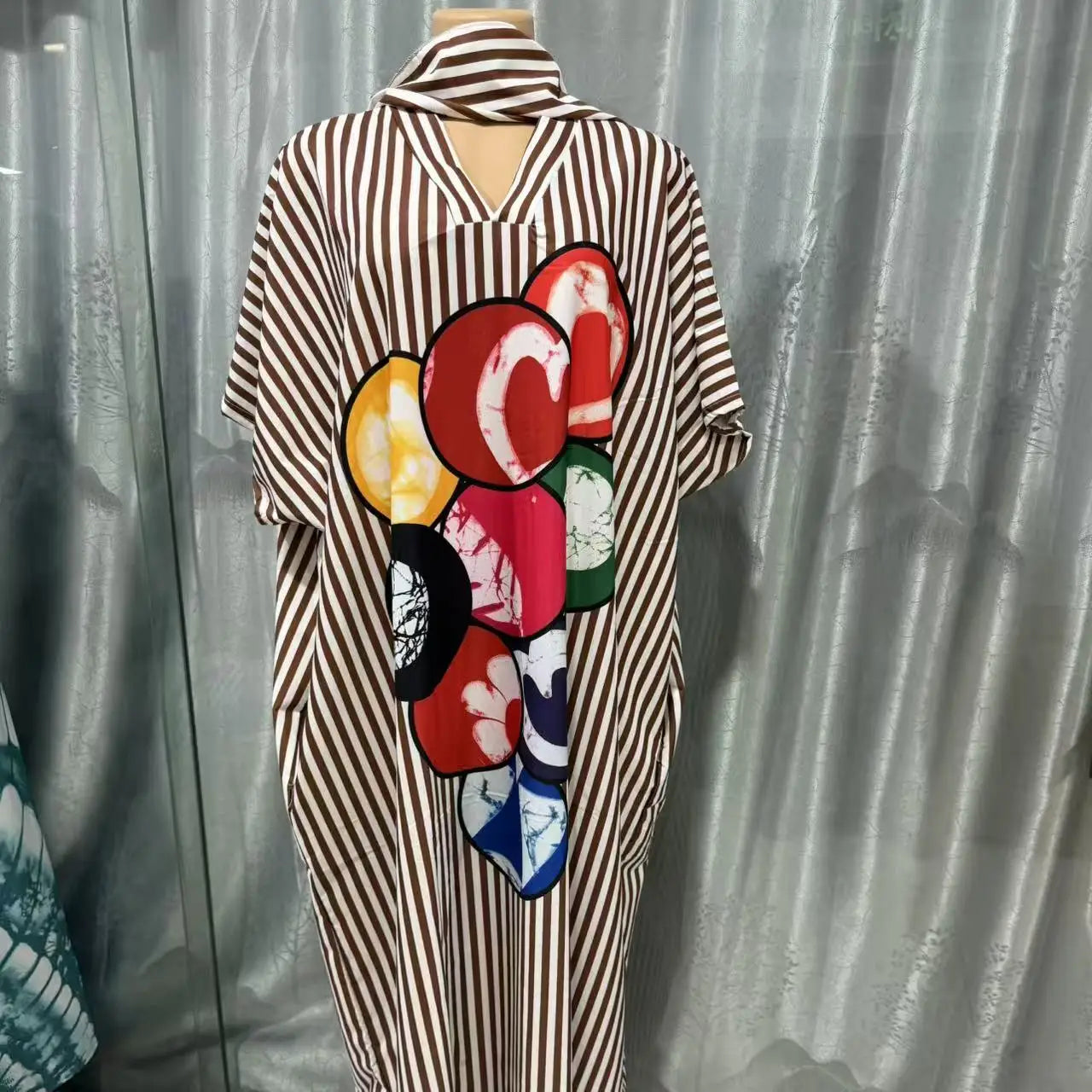 Robe Longue Femme Col V Rayée — Style Décontracté Grande Taille Automne 2026