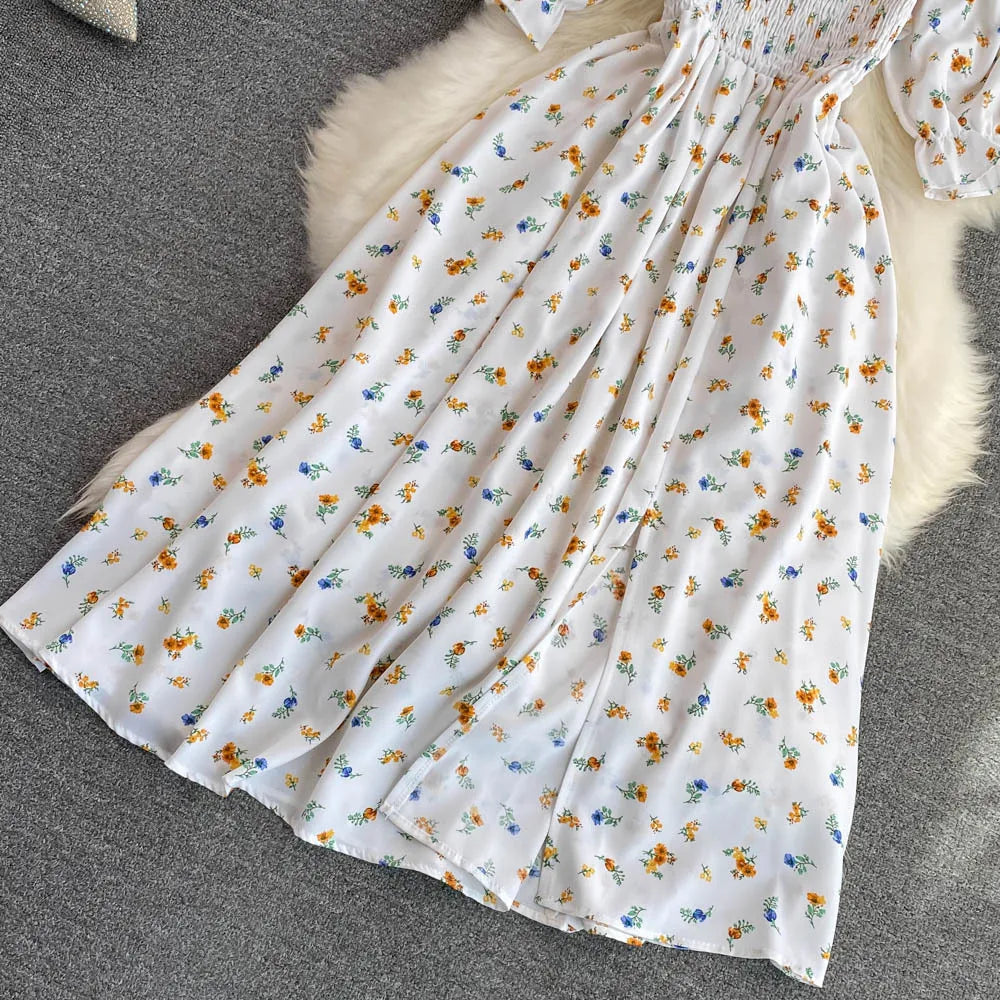 Robe Longue Bohémienne À Volants — Imprimé Floral Maxi Bustier Été
