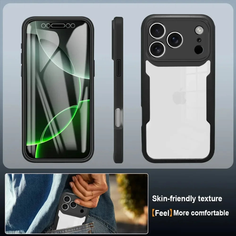 Coque 360° transparente iPhone Pro Max – Protection complète souple avant/arrière