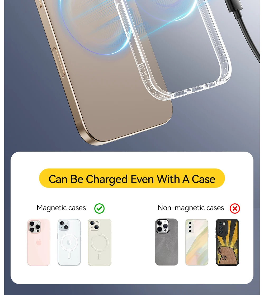 Chargeur Sans Fil Magnétique Essager 15W pour iPhone 16 15 14 13 Pro Max AirPods
