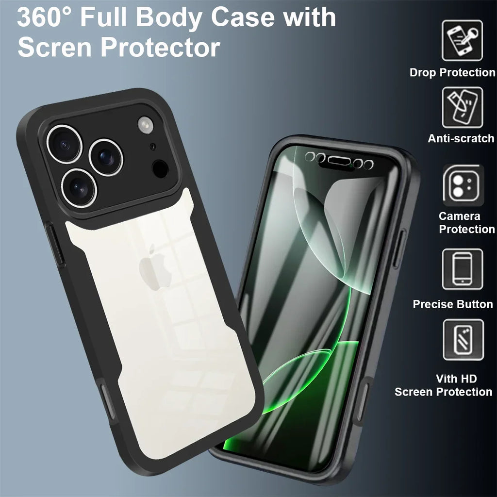 Coque 360° transparente iPhone Pro Max – Protection complète souple avant/arrière