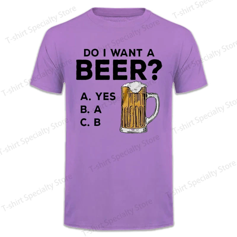 Oversized Mens T-shirts Summer Beer Print Tee Shirt Funny Beer Retro Cool Design Street Short Sleeve Top Beer Friday Men Clothes