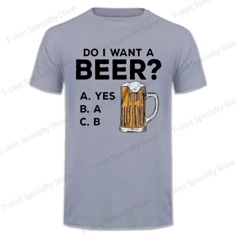 Oversized Mens T-shirts Summer Beer Print Tee Shirt Funny Beer Retro Cool Design Street Short Sleeve Top Beer Friday Men Clothes