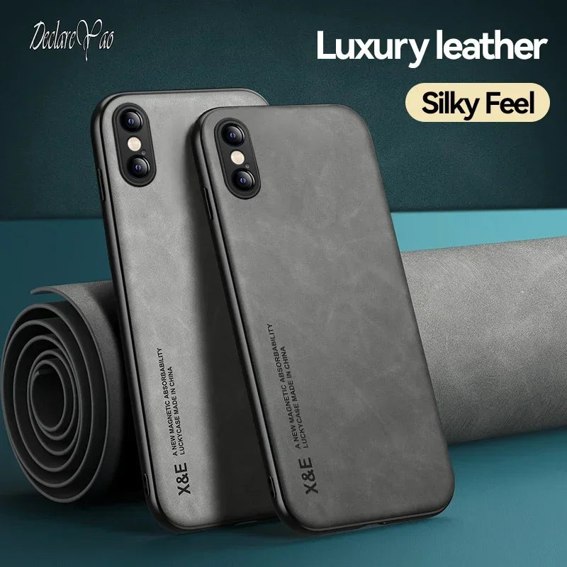 DECLAREYAO Original Luxury Light Slim Suede Leather Hard Coque For iPhone X Xs Max XR Phone Case Cover Shockproof Soft Frame