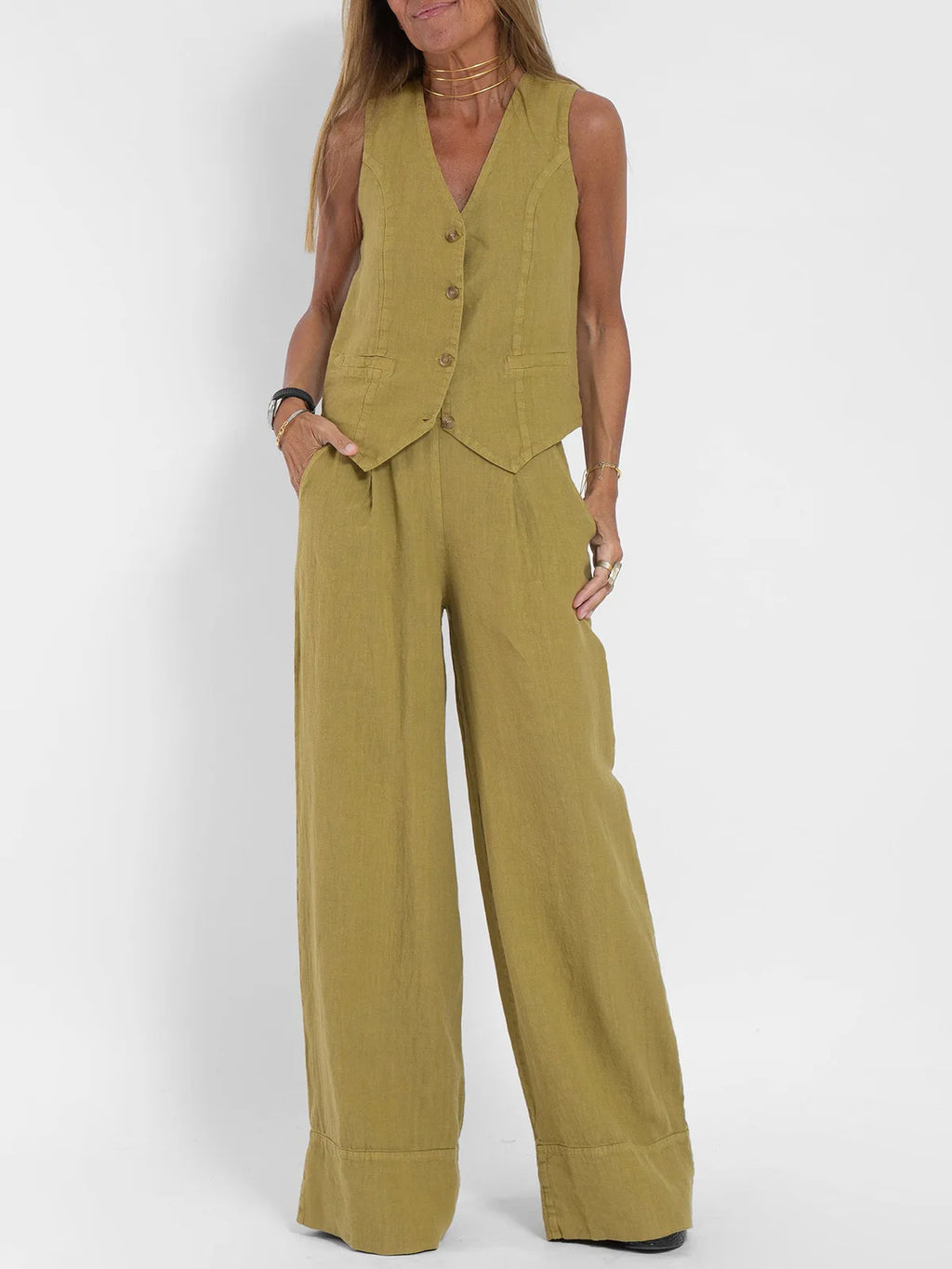 Ensemble Femme Sans Manches & Pantalon — Tenue Casual Elégante Printemps/Été 2024