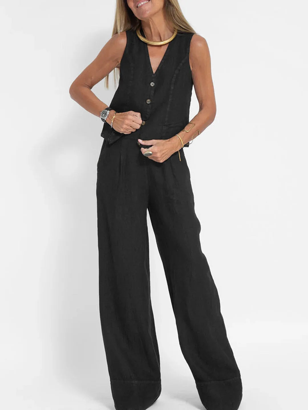Ensemble Femme Sans Manches & Pantalon — Tenue Casual Elégante Printemps/Été 2024