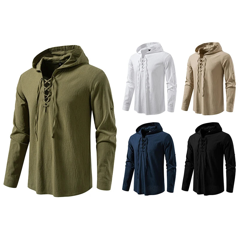 Chemise Homme à Capuche – Manches Longues Style Décontracté