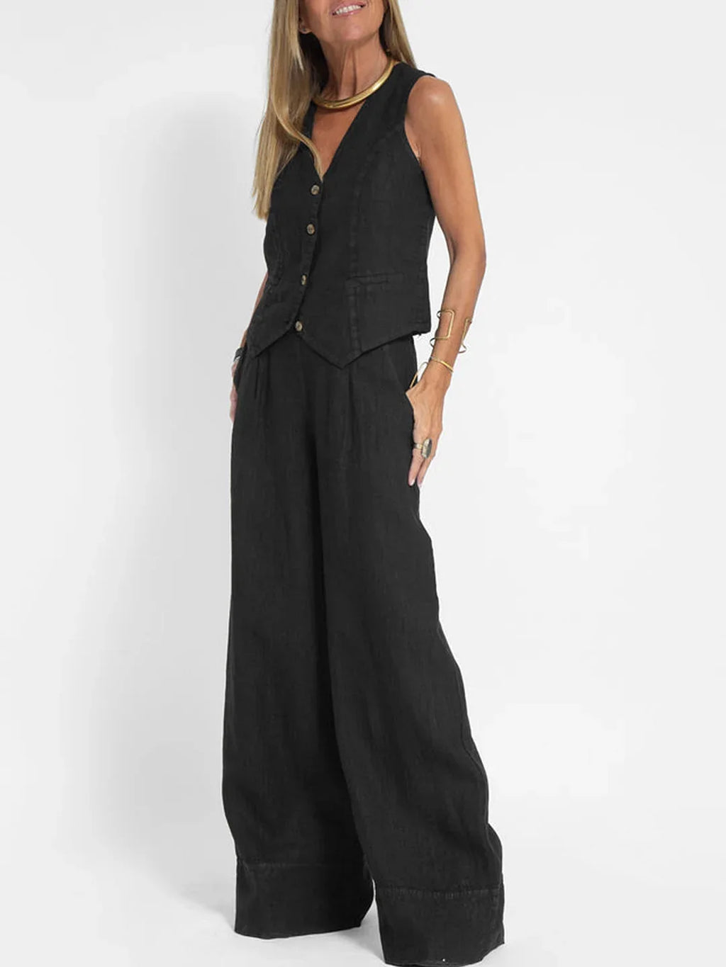 Ensemble Femme Sans Manches & Pantalon — Tenue Casual Elégante Printemps/Été 2024
