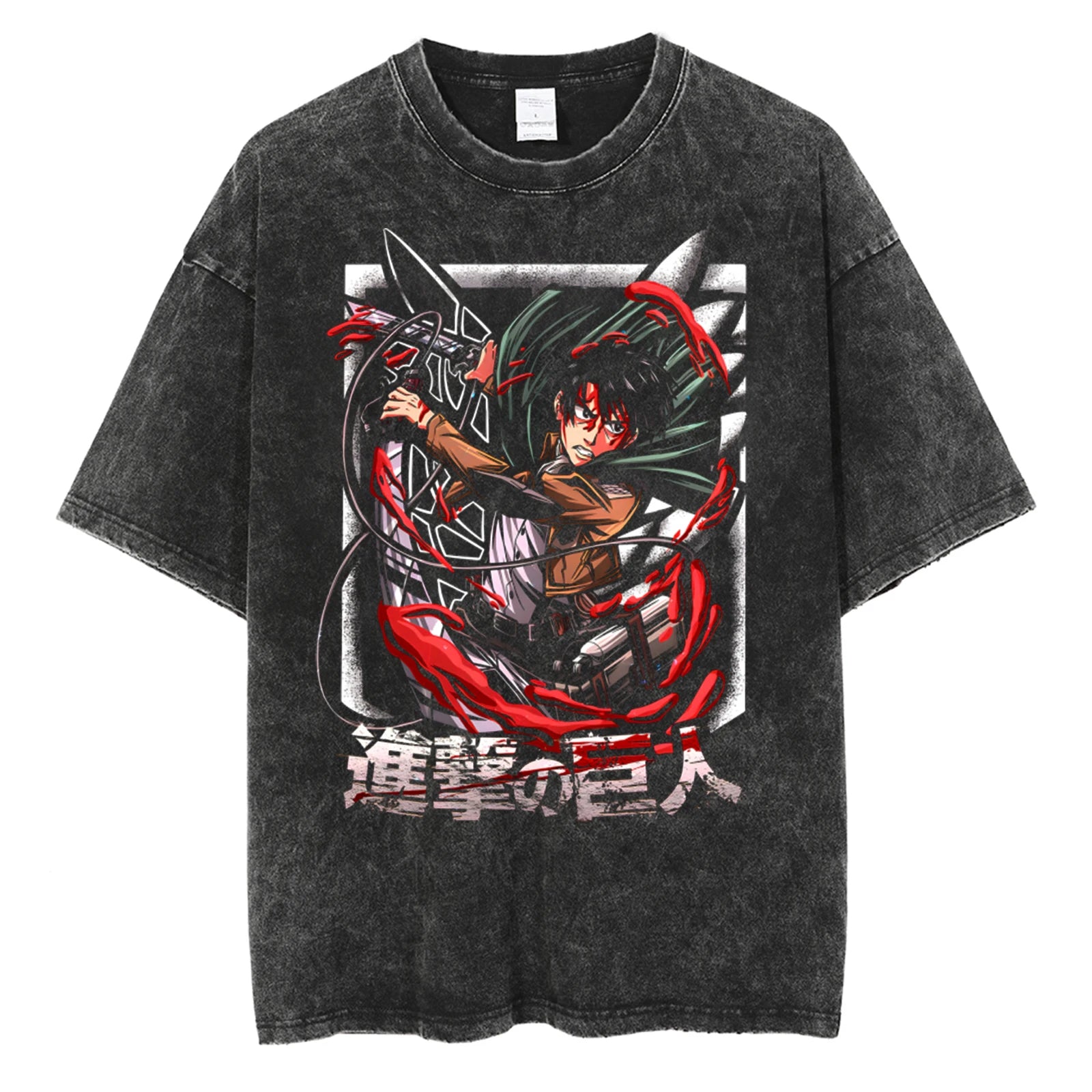 T-Shirt Oversize Attack on Titan — Anime Streetwear Vintage