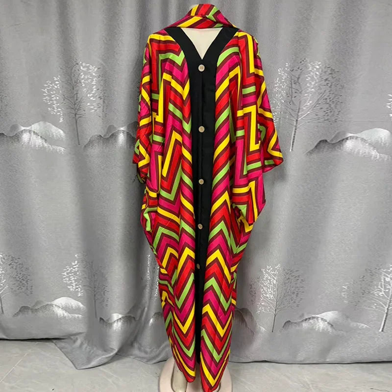 Robe Longue Femme Col V Rayée — Style Décontracté Grande Taille Automne 2026