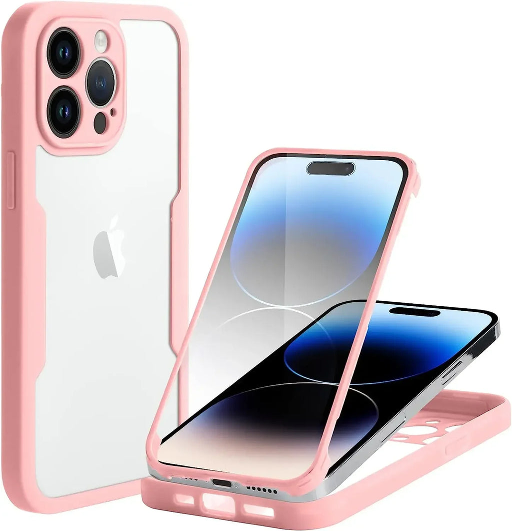 Coque 360° transparente iPhone – Protection intégrale avant/arrière anti-choc
