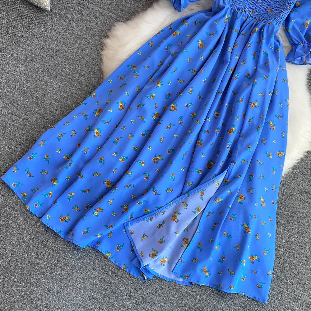 Robe Longue Bohémienne À Volants — Imprimé Floral Maxi Bustier Été
