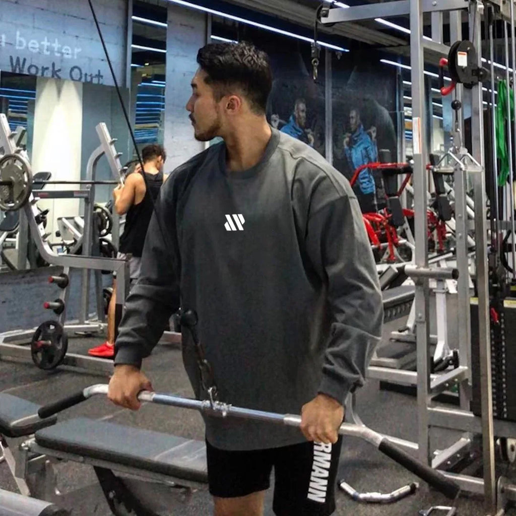 Men Long Sleeve Shirts Loose Oversize T Shirt for Men Autumn Workout Fitness Gym Hip Hop Clothing Men