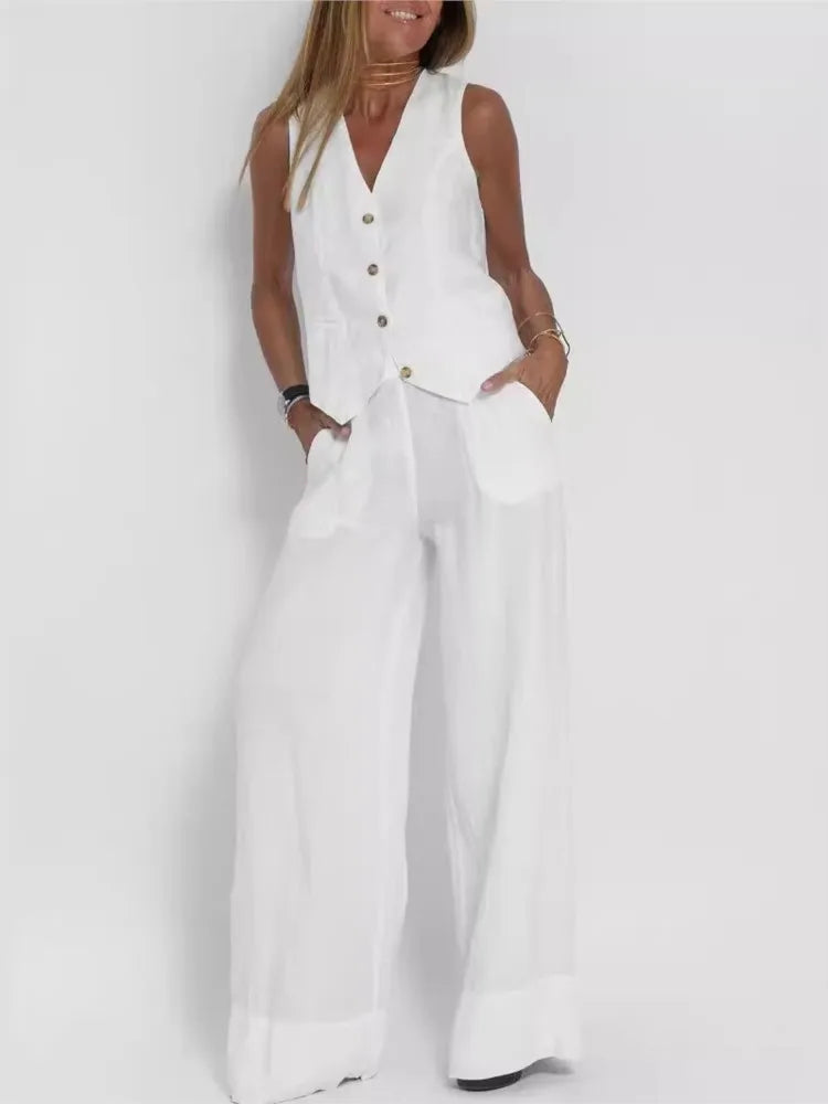 Ensemble Femme Sans Manches & Pantalon — Tenue Casual Elégante Printemps/Été 2024